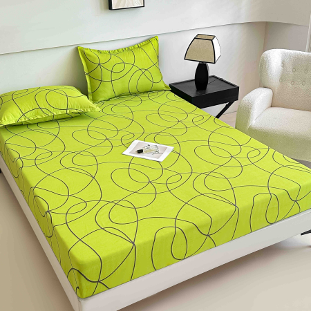 180x200 - Husa de pat cu elastic din Bumbac Finet + 2 Fete de Perna