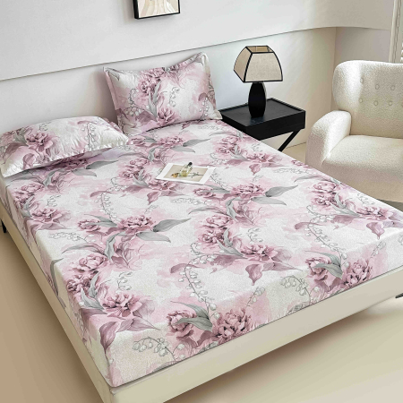 180x200 - Husa de pat cu elastic din Bumbac Finet + 2 Fete de Perna