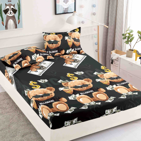 180x200 - Husa de pat cu elastic din Bumbac Finet + 2 Fete de Perna