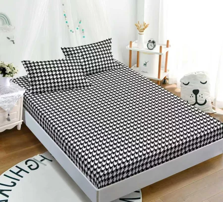 180x200 - Husa de pat cu elastic din Bumbac Finet + 2 Fete de Perna
