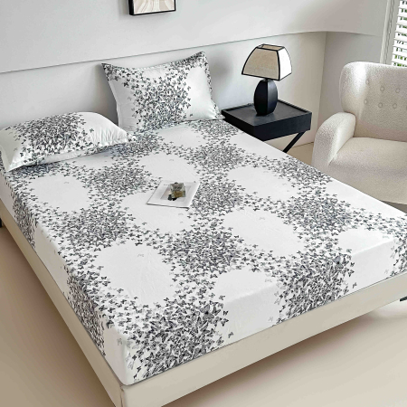 180x200 - Husa de pat cu elastic din Bumbac Finet + 2 Fete de Perna
