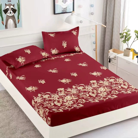 180x200 - Husa de pat cu elastic din Bumbac Finet + 2 Fete de Perna