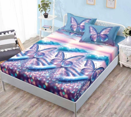 HUSE DE PAT - Husa de pat cu elastic din Bumbac Finet + 2 Fete de Perna