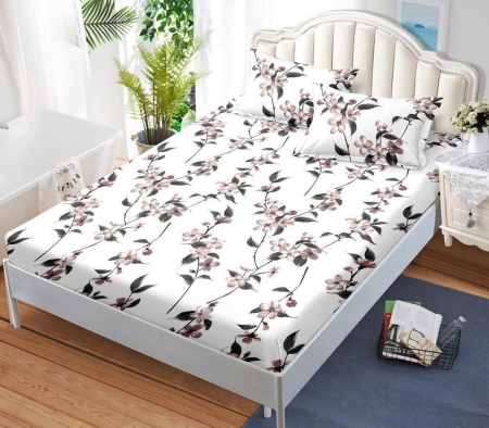 OFERTE SPECIALE - Husa de pat cu elastic din Bumbac Finet + 2 Fete de Perna