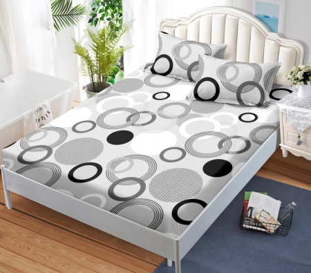 OFERTE SPECIALE - Husa de pat cu elastic din Bumbac Finet + 2 Fete de Perna