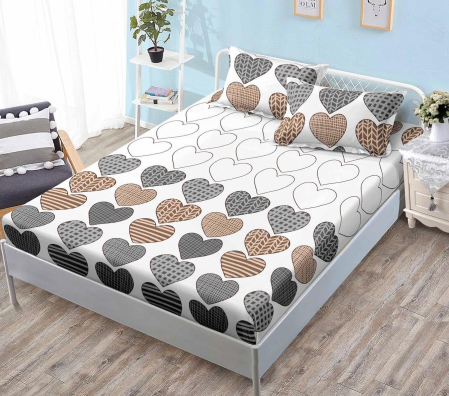 OFERTE SPECIALE - Husa de pat cu elastic din Bumbac Finet + 2 Fete de Perna