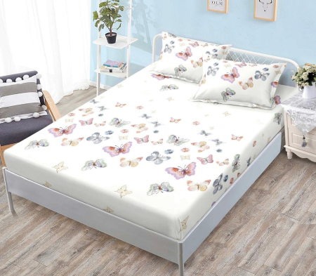 HUSE DE PAT - Husa de pat cu elastic din Bumbac Finet + 2 Fete de Perna