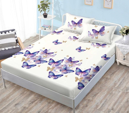 OFERTE SPECIALE - Husa de pat cu elastic din Bumbac Finet + 2 Fete de Perna