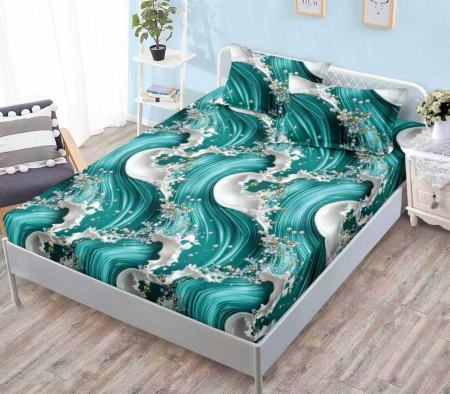 HUSE DE PAT - Husa de pat cu elastic din Bumbac Finet + 2 Fete de Perna