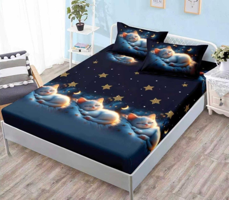 HUSE DE PAT - Husa de pat cu elastic din Bumbac Finet + 2 Fete de Perna