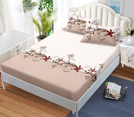 OFERTE SPECIALE - Husa de pat cu elastic din Bumbac Finet + 2 Fete de Perna