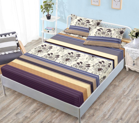 OFERTE SPECIALE - Husa de pat cu elastic din Bumbac Finet + 2 Fete de Perna