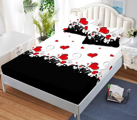 Huse De Pat Finet Bumbac - Husa de pat cu elastic din Bumbac Finet + 2 Fete de Perna - RL-HPJF-57