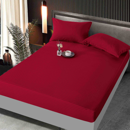 HUSE DE PAT - Husa de pat cu elastic din Bumbac tip Damasc + 2 Fete de Perna