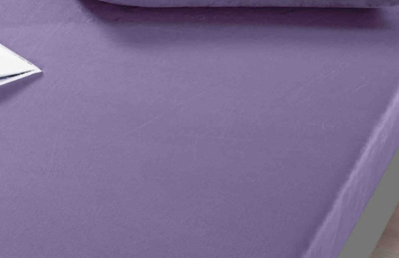 Husa de Pat Catifea cu Elastic, Pat Dublu, cu 2 Fete de Perna, 180x200 cm - Lila [2]