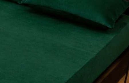 Husa de Pat Catifea cu Elastic, Pat Dublu, cu 2 Fete de Perna, 180x200 cm - Verde Inchis [2]