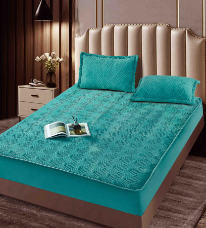 180x200 - Husa Tip Topper Din Catifea 180x200 + 2 Fete De Perna