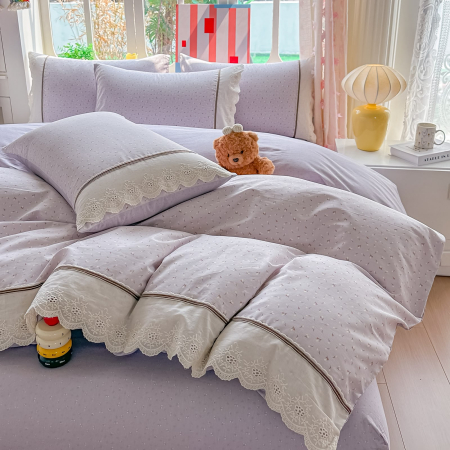 Lenjerie de pat Bumbac 100%, cu dantela, cearceaf cu elastic 180x200cm + 25cm [2]