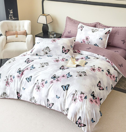 Oferta 2 Lenjerii Bumbac Finet La Doar 219 RON - Lenjerie de Pat Bumbac Finet, Pat Dublu, 6 Piese