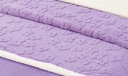 Lenjerie de Pat Cocolino cu Blanita, Pat Dublu, 4 Piese, Tricotata, cu Elastic - Mov [2]