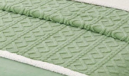 Lenjerie de Pat Cocolino cu Blanita, Pat Dublu, 4 Piese, Cearceaf cu Elastic - Verde Deschis [2]