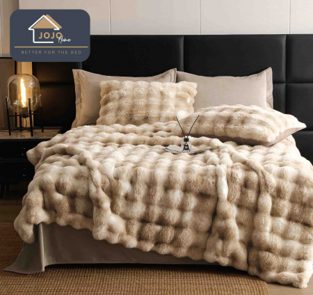 Lenjerii de pat - Lenjerie De Pat Pufoasa Rabbit Luxury Edition, 6 Piese, Bej Multicolor, RL-LCI-2