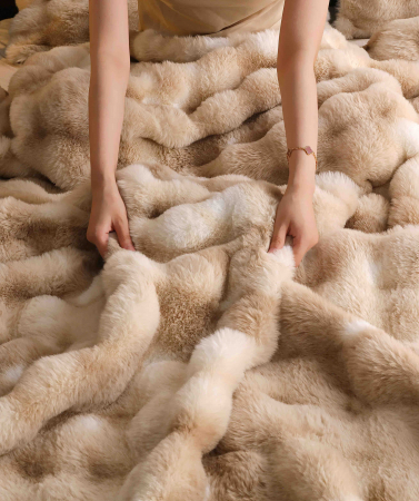 Lenjerie De Pat Pufoasa Rabbit Luxury Edition, 6 Piese, Bej Multicolor, RL-LCI-2 [3]