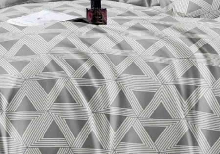 Lenjerie de Pat Bumbac Finet, Pat Dublu, 6 Piese - Gri, Abstract [2]