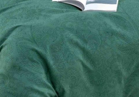 Lenjerie de Pat Bumbac Finet, Pat Dublu, 6 Piese - Verde Inchis [2]