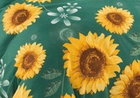 Lenjerie de Pat Bumbac Finet, Pat Dublu, 6 Piese - Galben, Floarea Soarelui [2]
