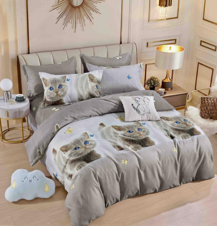 Lenjerii de pat - Lenjerie Din Bumbac Tip Finet 6 Piese Pentru Pat Dublu