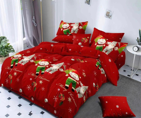 Produse pentru craciun - Lenjerie Din Bumbac Tip Finet 6 Piese Pentru Pat Dublu - Colectia Craciun