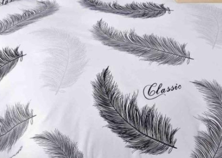Lenjerie de Pat Bumbac Finet cu Elastic, Pat Dublu, 6 Piese - Gri, Pene [2]