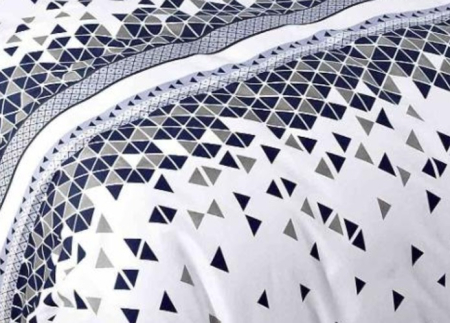 Lenjerie de Pat Bumbac Finet, Pat Dublu, 6 Piese, Cearceaf cu Elastic - Alb/Bleumarin, Model [2]