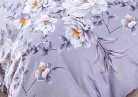 Lenjerie de Pat Bumbac Finet, Pat Dublu, 6 Piese, Cearceaf cu Elastic - Lila, Flori [2]