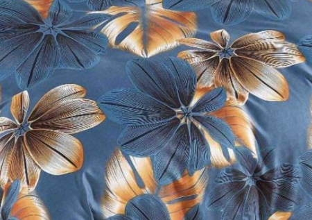 Lenjerie de Pat Bumbac Finet, Pat Dublu, 6 Piese, Cearceaf cu Elastic - Bleumarin, Papadie Aurie [2]