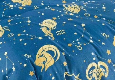 Lenjerie de Pat Bumbac Finet, Pat Dublu, 6 Piese, Cearceaf cu Elastic - Albastru, Luna [2]