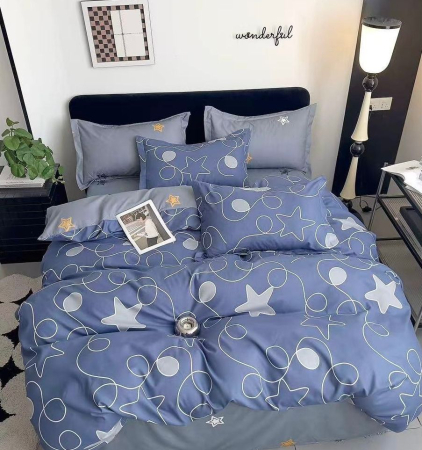 Lenjerii Bumbac Finet Cearceaf Pat Cu Elastic - Lenjerie Pat Dublu, Bumbac Finet, 6 Piese, CU ELASTIC