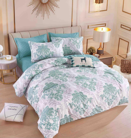 Lenjerii Bumbac Finet Cearceaf Pat Cu Elastic - Lenjerie Pat Dublu, Bumbac Finet, 6 Piese, CU ELASTIC