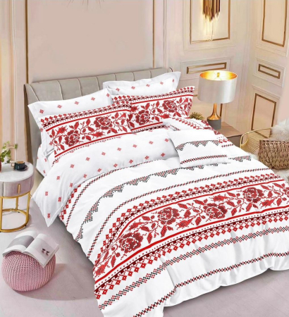 Lenjerii de pat - Lenjerie Din Bumbac Tip Finet 6 Piese Pentru Pat Dublu