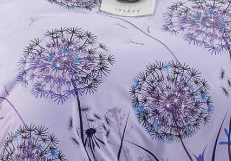 Lenjerie de Pat Bumbac Finet, Pat Dublu, 6 Piese, Cearceaf cu Elastic - Lila, Papadie [2]