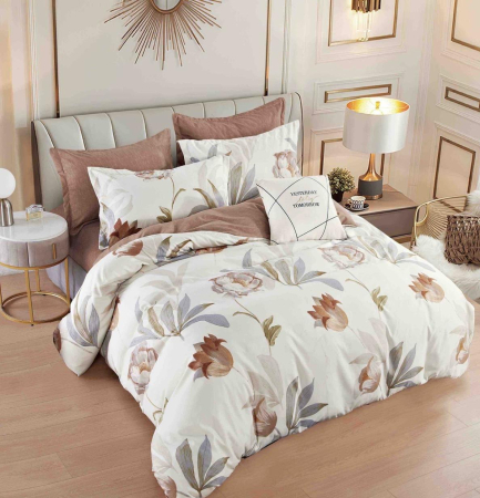 Lenjerii Bumbac Finet Cearceaf Pat Cu Elastic - Lenjerie Pat Dublu, Bumbac Finet, 6 Piese, CU ELASTIC