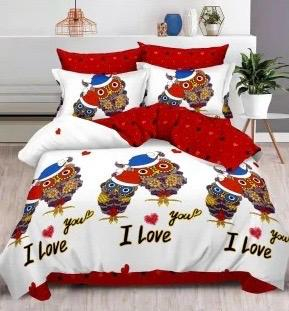 Lenjerii Bumbac Finet Cu Elastic - Lenjerie Pat Dublu, Bumbac Finet, 6 Piese, CU ELASTIC - I Love You