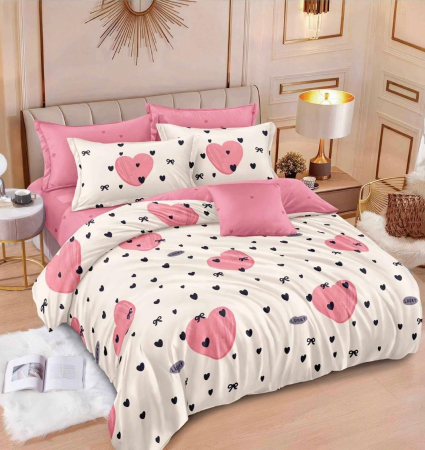 Lenjerii Bumbac Finet Cu Elastic - Lenjerie Pat Dublu, Bumbac Finet, 6 Piese, CU ELASTIC - RL-JHEF - 15