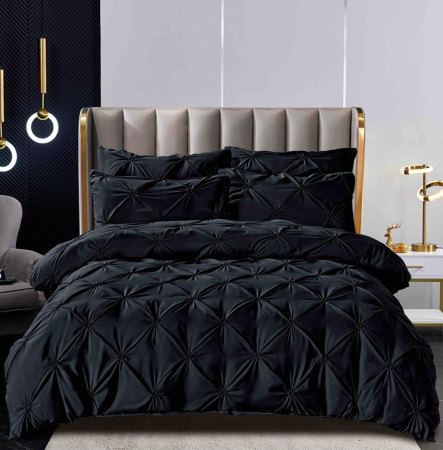 Lenjerii Uni Cu Pliuri Cearceaf Pat Cu Elastic - Lenjerie Pat Dublu cu Pliuri – 6 Piese, Bumbac Finet, Cearceaf Elastic