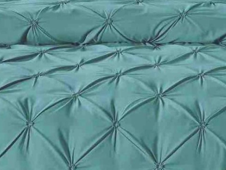 Lenjerie de Pat Bumbac Finet, Pat Dublu, 6 Piese, Cearceaf cu Elastic, cu Pliuri - Verde Petrol [2]