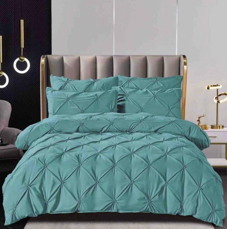 Lenjerii Uni Cu Pliuri Cearceaf Pat Cu Elastic - Lenjerie Pat Dublu cu Pliuri – 6 Piese, Bumbac Finet, Cearceaf Elastic