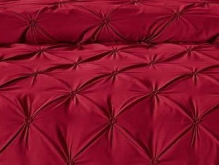 Lenjerie de Pat Bumbac Finet, Pat Dublu, 6 Piese, Cearceaf cu Elastic, cu Pliuri - Grena [2]