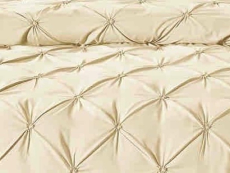 Lenjerie de Pat Bumbac Finet, Pat Dublu, 6 Piese, Cearceaf cu Elastic, cu Pliuri - Crem [2]