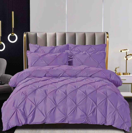 Lenjerii Uni Cu Pliuri Cearceaf Pat Cu Elastic - Lenjerie Pat Dublu cu Pliuri – 6 Piese, Bumbac Finet, Cearceaf Elastic